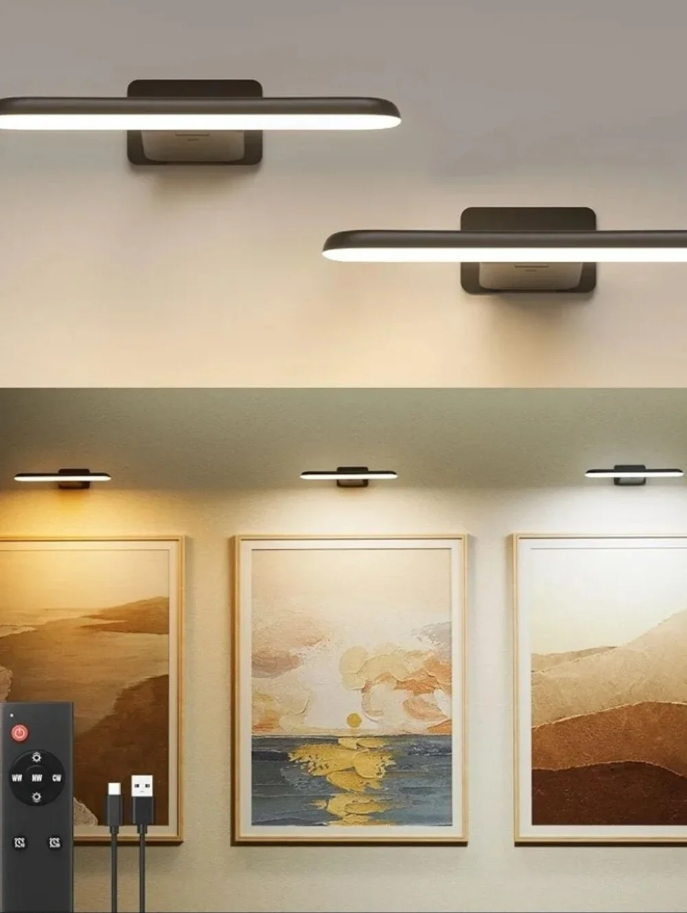 FULEN 2 Pack Picture Lights for Wall,Art Lights for Painting,Battery Operated
